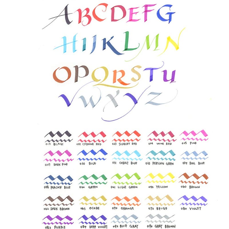 Kuretake ZIG Calligraphy Marker Pens, 24 Colors set, 2mm & 3.5mm Dual Tip Markers, for Writing & Hand Lettering, for Professional, Beginner, Water-based dye ink, Made in Japan - Image 2